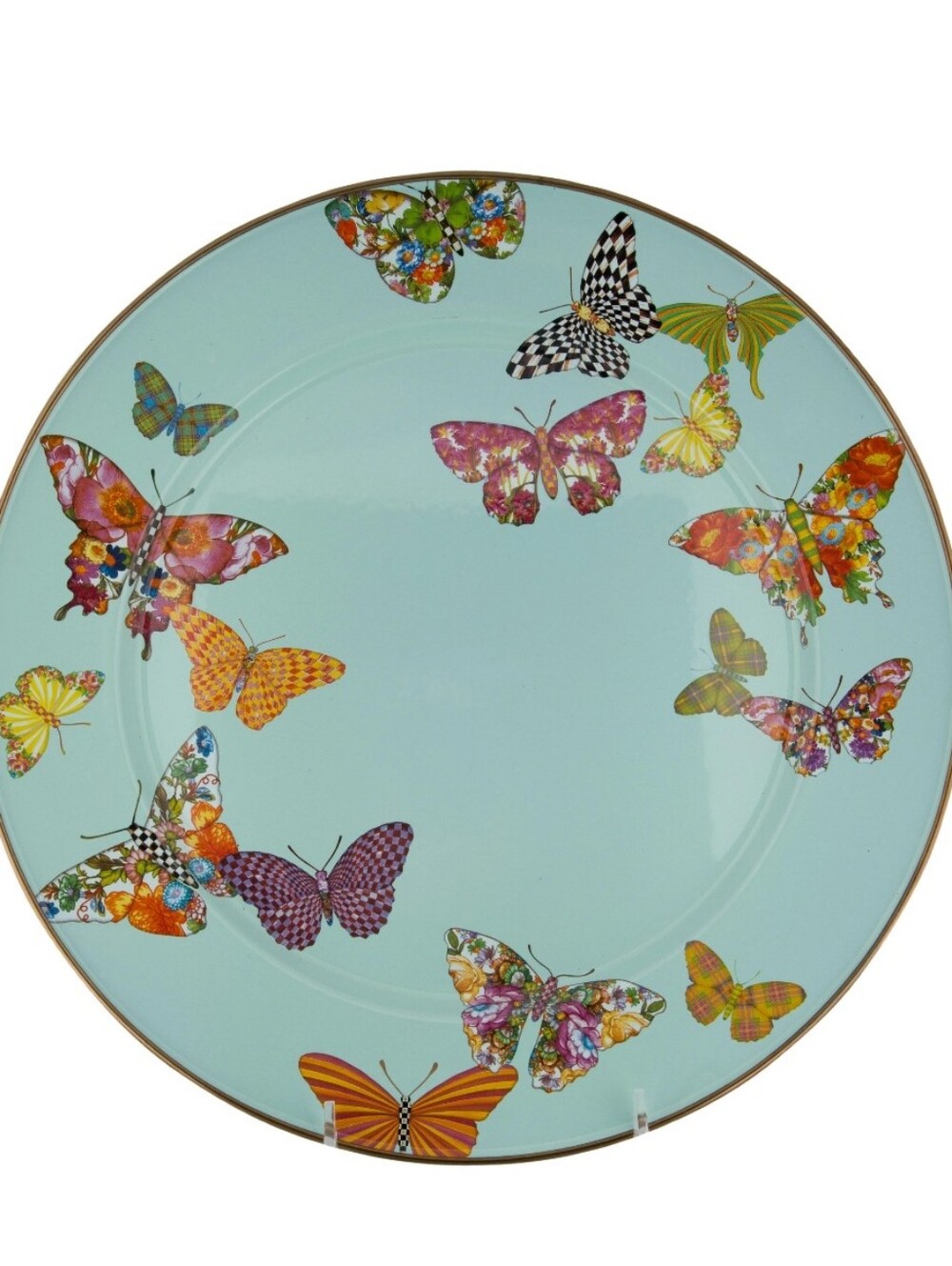MacKenzie-Childs Blue "Butterfly Garden" Dinner Plates Set Of 3 -10 1/4 Diameter
